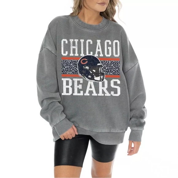 Chicago Bears Oversized Crewneck Sweatshirt - Gray - Size Medium - Picture 1 of 7